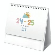 Calendario da tavolo semplice in inglese da luglio 2024 a dicembre 2025, pianificatore da tavolo, promemoria, appunti (W-02)