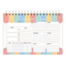 Quaderno settimanale A5, planner impermeabile, promemoria con orologio arrotolato, stile: orizzontale colorato