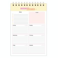 Quaderno settimanale A5, planner impermeabile, promemoria con indicazione dell'ora, stile: verticale giallo