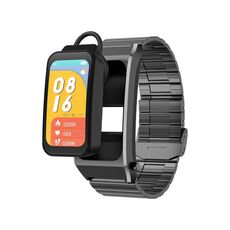 A8 1.98 pollici 2 in 1 Bluetooth Auricolare Cinturino in acciaio Smart Watch, Supporto ECG / NFC (Nero)