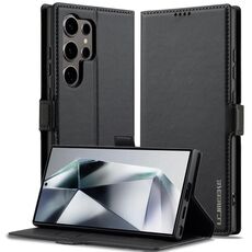 Per Samsung Galaxy S24 Ultra 5G LC.IMEEKE L1 Series Custodia per telefono in PU con texture fine e smerigliata (nero)