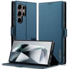 Per Samsung Galaxy S22 Ultra 5G LC.IMEEKE L1 Series Custodia per telefono in PU con texture fine e smerigliata (blu)
