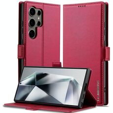 Per Samsung Galaxy S22 Ultra 5G LC.IMEEKE L1 Series Custodia per telefono in PU con texture fine e smerigliata (rosso)