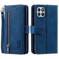Per Honor X6b 4G Global Zipper Wallet Bag Custodia per telefono PU Flip orizzontale con 9 slot per carte (blu)