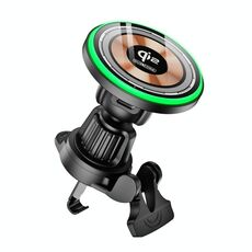 V5 15W Qi2 Air Outlet Supporto di ricarica wireless magnetico trasparente per auto (nero)