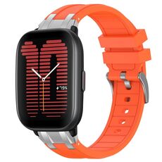 Per Amazfit Active Quick Release Silver Buckle 20mm Royal Silicone Watch Band (Arancione)