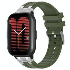 Per Amazfit Active Quick Release Silver Buckle 20mm Royal Silicone Watch Band (verde oliva)