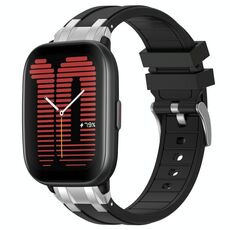 Per Amazfit Active Quick Release Silver Buckle 20mm Royal Silicone Watch Band (Nero)