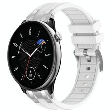Per Amazfit GTR Mini cinturino in silicone reale con fibbia argentata da 20 mm (bianco)