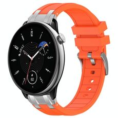 Per Amazfit GTR Mini cinturino in silicone reale con fibbia in argento a sgancio rapido da 20 mm (arancione)