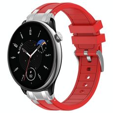 Per Amazfit GTR Mini Quick Release Silver Buckle 20mm Royal Silicone Watch Band (Rosso)