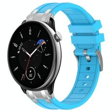 Per Amazfit GTR Mini Quick Release Silver Buckle 20mm Royal Silicone Watch Band (Celeste)