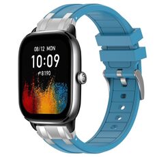 Per Amazfit GTS4 Mini Quick Release Silver Buckle 20mm Royal Silicone Watch Band (blu mare)