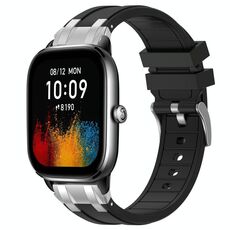 Per Amazfit GTS4 Mini Quick Release Silver Buckle 20mm Royal Silicone Watch Band (Nero)
