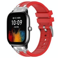 Per Amazfit GTS4 Mini Quick Release Silver Buckle 20mm Royal Silicone Watch Band (Rosso)