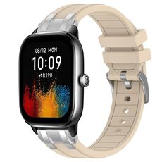 Per Amazfit GTS4 Mini Quick Release Silver Buckle 20mm Royal Silicone Watch Band (Starlight)