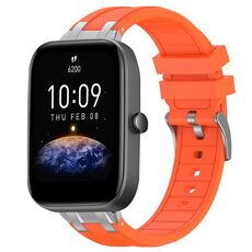 Per Amazfit Bip3 Quick Release Silver Buckle 20mm Royal Silicone Watch Band (Arancione)