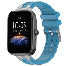 Per Amazfit Bip3 Quick Release Silver Buckle 20mm Royal Silicone Watch Band (blu mare)
