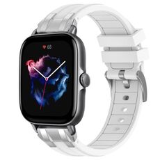 Per Amazfit GTS 3 Quick Release Silver Buckle 20mm Royal Silicone Watch Band (Bianco)
