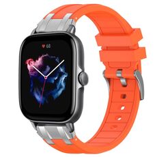 Per Amazfit GTS 3 Quick Release Silver Buckle 20mm Royal Silicone Watch Band (Arancione)