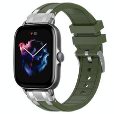 Per Amazfit GTS 3 Quick Release Silver Buckle 20mm Royal Silicone Watch Band (verde oliva)