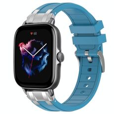 Per Amazfit GTS 3 Quick Release Silver Buckle 20mm Royal Silicone Watch Band (blu mare)