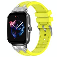Per Amazfit GTS 3 Quick Release Silver Buckle 20mm Royal Silicone Watch Band (Vital Yellow)
