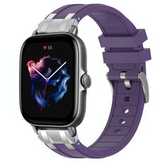 Per Amazfit GTS 3 Quick Release Silver Buckle 20mm Royal Silicone Watch Band (Viola)