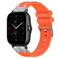Per Amazfit GTS 2e Quick Release Silver Buckle 20mm Royal Silicone Watch Band (Arancione)