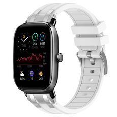 Per Amazfit GTS 2 Mini cinturino in silicone reale con fibbia in argento a sgancio rapido da 20 mm (bianco)