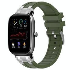Per Amazfit GTS 2 Mini Quick Release Silver Buckle 20mm Royal Silicone Watch Band (verde oliva)