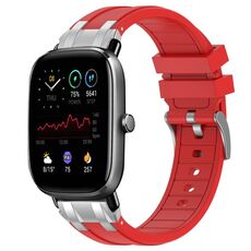 Per Amazfit GTS 2 Mini Quick Release Silver Buckle 20mm Royal Silicone Watch Band (Rosso)