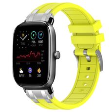 Per Amazfit GTS 2 Mini Quick Release Silver Buckle 20mm Royal Silicone Watch Band (Vital Yellow)