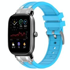 Per Amazfit GTS 2 Mini Quick Release Silver Buckle 20mm Royal Silicone Watch Band (Celeste)