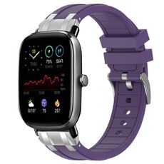 Per Amazfit GTS 2 Mini Quick Release Silver Buckle 20mm Royal Silicone Watch Band (Viola)