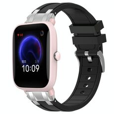 Per Amazfit Pop Pro Quick Release Silver Buckle 20mm Royal Silicone Watch Band (Nero)