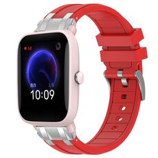 Per Amazfit Pop Pro Quick Release Silver Buckle 20mm Royal Silicone Watch Band (Rosso)