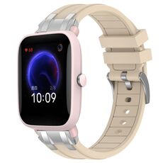 Per Amazfit Pop Pro Quick Release Silver Buckle 20mm Royal Silicone Watch Band (Starlight)