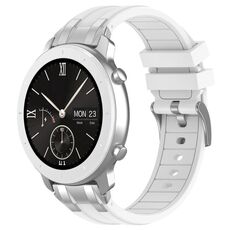 Per Amazfit Pop cinturino in silicone reale con fibbia in argento a sgancio rapido da 20 mm (bianco)