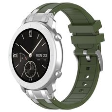 Per Amazfit Pop Quick Release Silver Buckle 20mm Royal Silicone Watch Band (verde oliva)