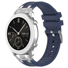 Per Amazfit Pop Quick Release Silver Buckle 20mm Royal Silicone Watch Band (Blu Navy)