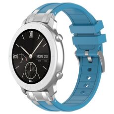 Per Amazfit Pop cinturino in silicone reale con fibbia argentata a sgancio rapido da 20 mm (blu mare)