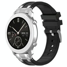 Per Amazfit Pop Quick Release Silver Buckle 20mm Royal Silicone Watch Band (Nero)