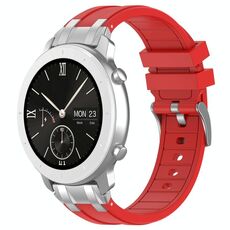 Per Amazfit Pop Quick Release Silver Buckle 20mm Royal Silicone Watch Band (Rosso)