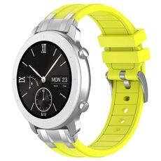 Per Amazfit Pop Quick Release Silver Buckle 20mm Royal Silicone Watch Band (Vital Yellow)