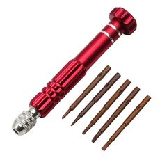 Cacciavite in lega di alluminio 5 in 1 Strumenti per smontaggio e riparazione di telefoni cellulari (rosso)