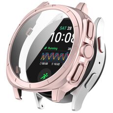 Per Samsung Galaxy Watch 7 44mm PC + Pellicola temperata Custodia protettiva per orologio integrata (rosa)