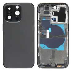 For iPhone 14 Pro Battery Back Cover with Power + Volume Flex Cable + Wireless Charging Module, Version:CE EU Version(Black)