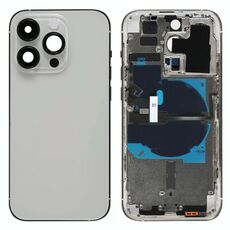 For iPhone 14 Pro Battery Back Cover with Power + Volume Flex Cable + Wireless Charging Module, Version:US Version(Silver)