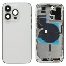 For iPhone 14 Pro Max Battery Back Cover with Power + Volume Flex Cable + Wireless Charging Module, Version:China Version(Silver)